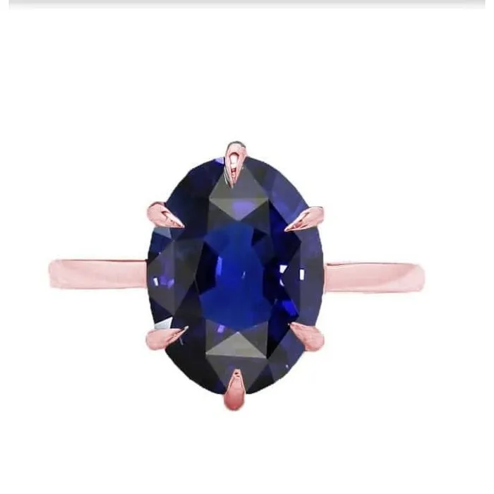 HarryChadEntcom Rings Oval Solitaire Deep Blue Sapphire Ring Prong Set 350 Carats Jewelry HarryChadEntcom Rings Oval Solitaire Deep Blue Sapphire Ring Prong Set 350 Carats Jewelry