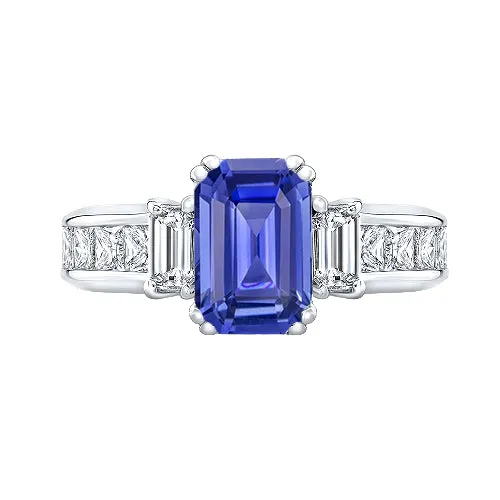 HarryChadEntcom Rings Princess Emerald Natural Earth Mined Diamond Blue Sapphire Anniversary Ring 3 Carats HarryChadEntcom Rings Princess Emerald Natural Earth Mined Diamond Blue Sapphire Anniversary Ring 3 Carats