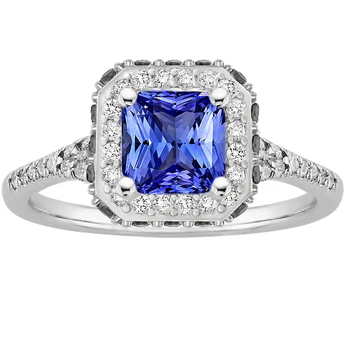 HarryChadEntcom Rings Radiant Halo Ceylon Sapphire Natural Earth Mined Diamond Ring 350 Carats White Gold HarryChadEntcom Rings Radiant Halo Ceylon Sapphire Natural Earth Mined Diamond Ring 350 Carats White Gold