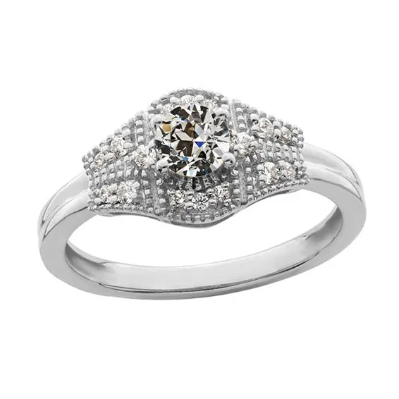 HarryChadEntcom Rings Round Old Cut Natural Earth Mined Diamond Ring 14K White Gold Milgrain 225 Carats HarryChadEntcom Rings Round Old Cut Natural Earth Mined Diamond Ring 14K White Gold Milgrain 225 Carats