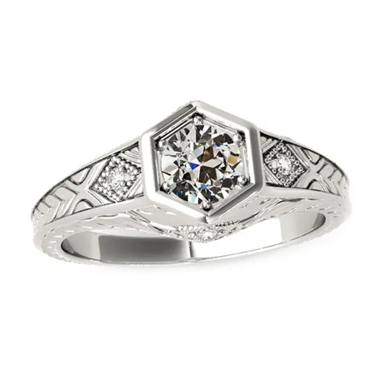 HarryChadEntcom Rings Round Old Miner Genuine Natural Earth Mined Diamond Ring Antique Style 14K Gold 175 Carats HarryChadEntcom Rings Round Old Miner Genuine Natural Earth Mined Diamond Ring Antique Style 14K Gold 175 Carats