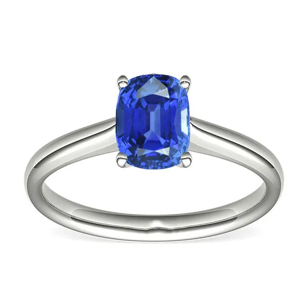 HarryChadEntcom Rings Solitaire Oval Natural Blue Sapphire Ring 2 Carats 14K White Gold HarryChadEntcom Rings Solitaire Oval Natural Blue Sapphire Ring 2 Carats 14K White Gold
