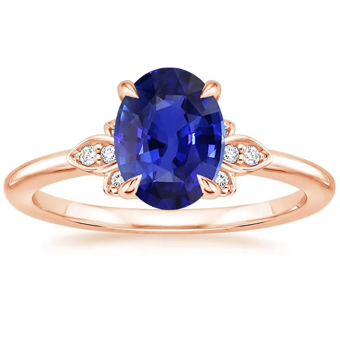 HarryChadEntcom Rings Solitaire Ring Blue Sapphire Natural Earth Mined Diamond Accents 4 Carats Floral Style HarryChadEntcom Rings Solitaire Ring Blue Sapphire Natural Earth Mined Diamond Accents 4 Carats Floral Style