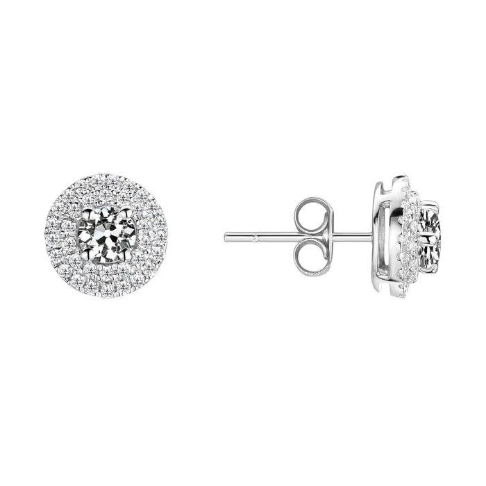 HarryChadEntcom Round Old Mine Cut Double Halo Natural Diamond Stud Earrings 3 Carats Earrings HarryChadEntcom Round Old Mine Cut Double Halo Natural Diamond Stud Earrings 3 Carats Earrings