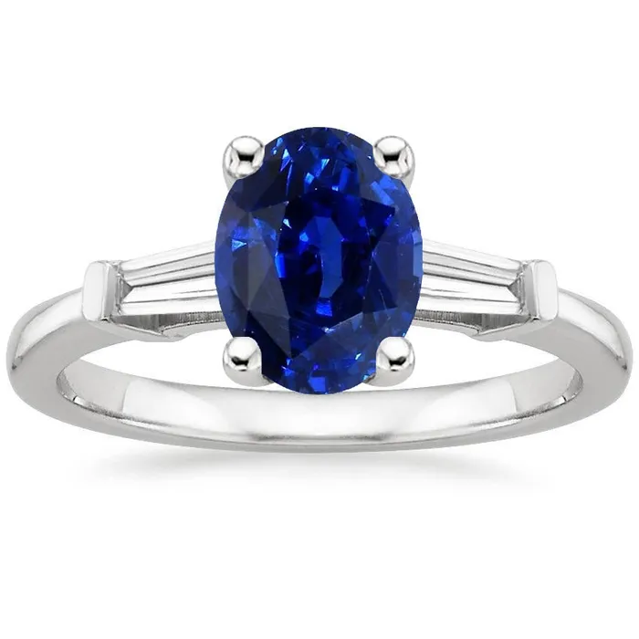 HarryChadEntcom Three Stones Ring Oval Ceylon Sapphire Baguette Natural Earth Mined Diamonds 3 Carats Rings HarryChadEntcom Three Stones Ring Oval Ceylon Sapphire Baguette Natural Earth Mined Diamonds 3 Carats Rings