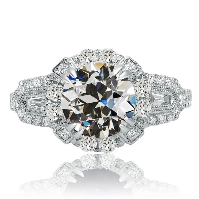 HarryChadEntcom Vintage Style Baguette Round Old Cut Natural Earth Mined Diamond Ring Prong Set 8 Carats Rings HarryChadEntcom Vintage Style Baguette Round Old Cut Natural Earth Mined Diamond Ring Prong Set 8 Carats Rings