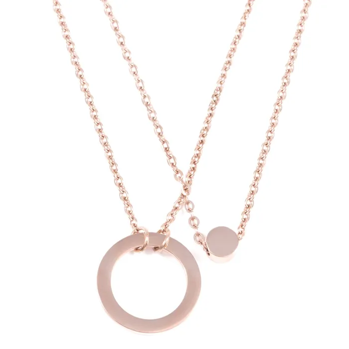 Hey Happiness Necklaces Circle Hoop Layered Pendant Necklace Rose Gold