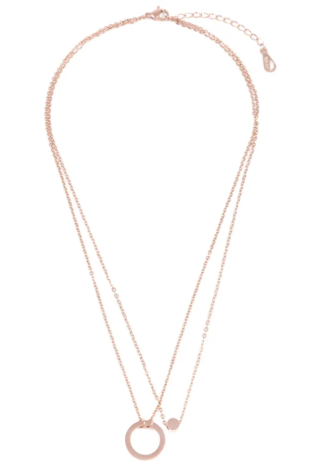 Hey Happiness Necklaces Circle Hoop Layered Pendant Necklace Rose Gold Hey Happiness Necklaces Circle Hoop Layered Pendant Necklace Rose Gold
