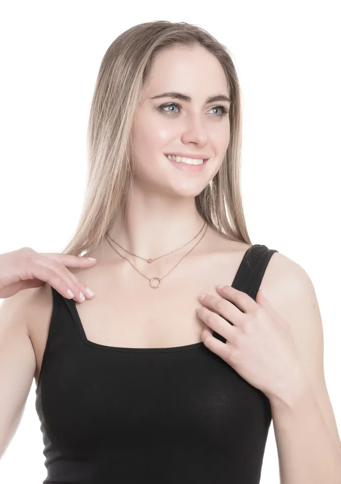 Hey Happiness Necklaces Circle Hoop Layered Pendant Necklace Rose Gold Hey Happiness Necklaces Circle Hoop Layered Pendant Necklace Rose Gold
