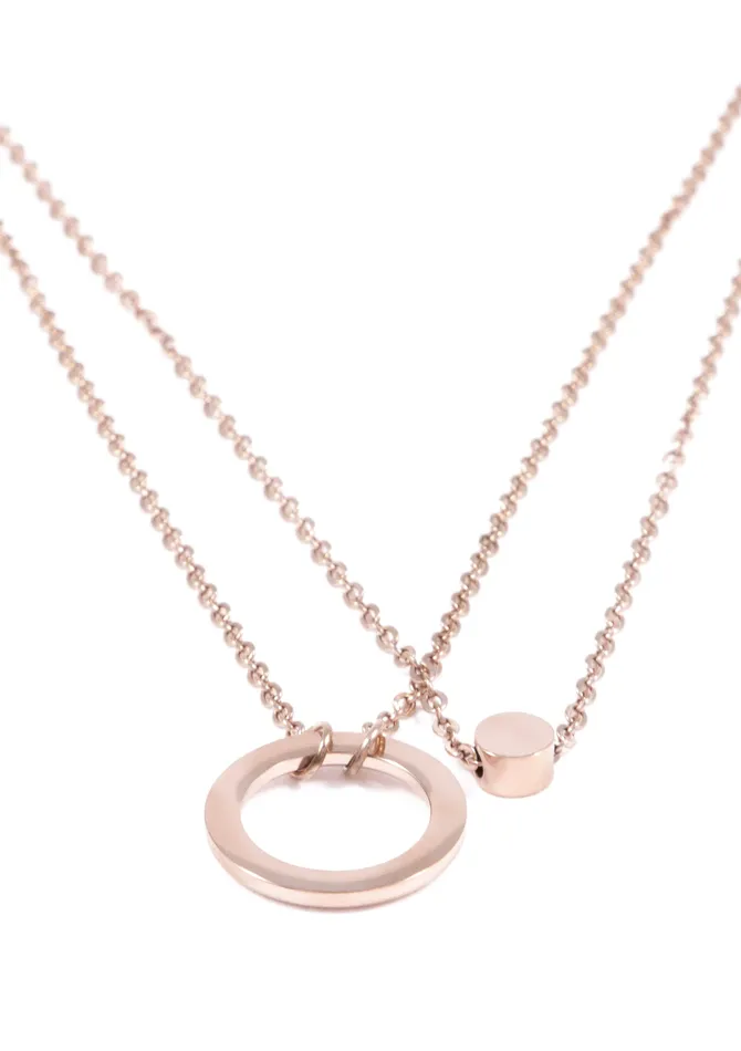 Hey Happiness Necklaces Circle Hoop Layered Pendant Necklace Rose Gold Hey Happiness Necklaces Circle Hoop Layered Pendant Necklace Rose Gold