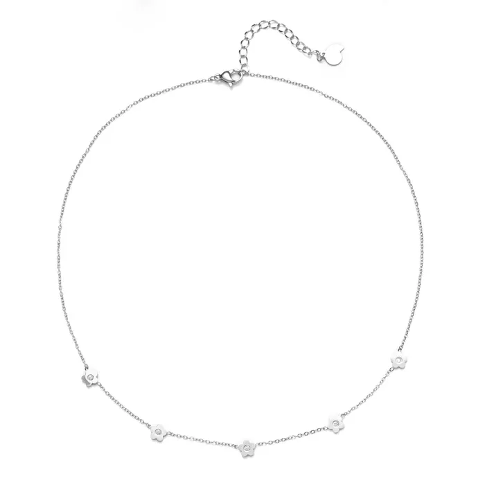 Hey Happiness Necklaces Petite Flower Charm Necklace Silver