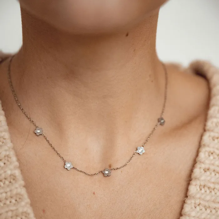 Hey Happiness Necklaces Petite Flower Charm Necklace Silver Hey Happiness Necklaces Petite Flower Charm Necklace Silver