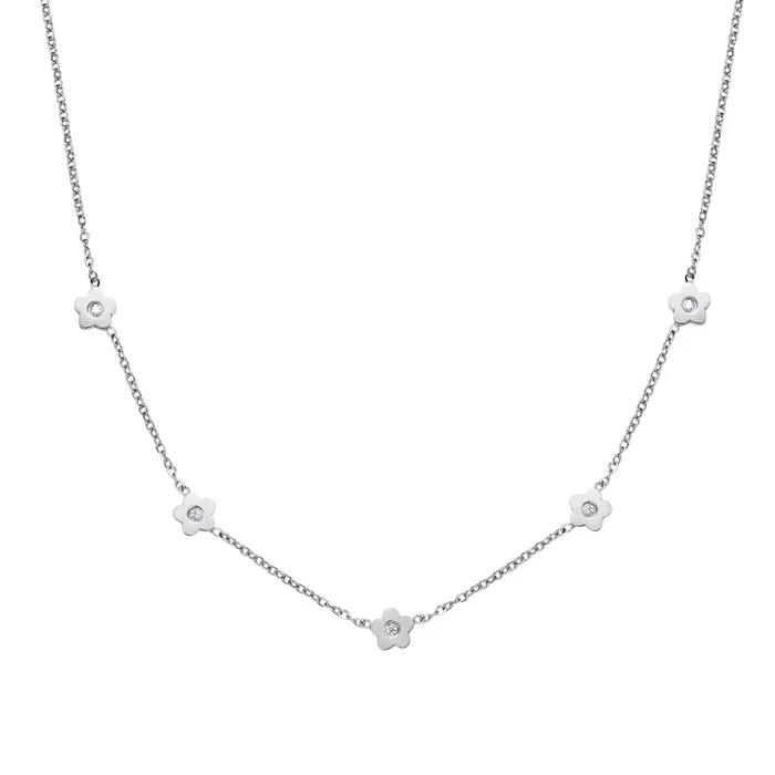 Hey Happiness Necklaces Petite Flower Charm Necklace Silver Hey Happiness Necklaces Petite Flower Charm Necklace Silver