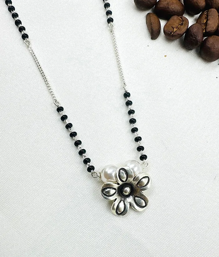 Imported Necklaces The Floral Silver Beads Necklace Mangalsutra