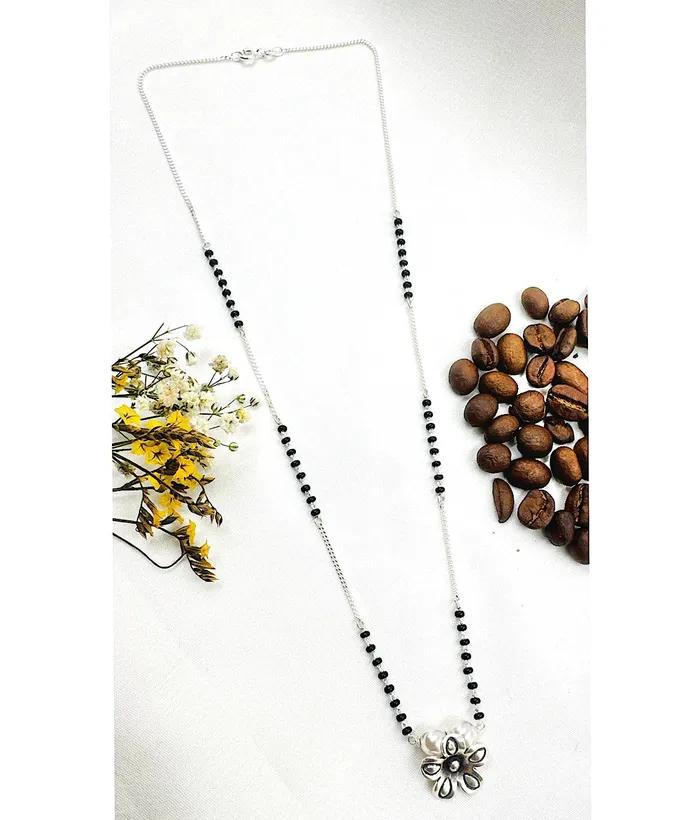 Imported Necklaces The Floral Silver Beads Necklace Mangalsutra