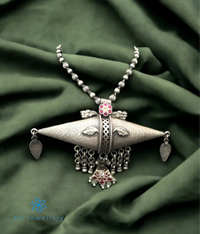 Jaipur Necklaces The Vishak Silver Antique Taweez Necklace