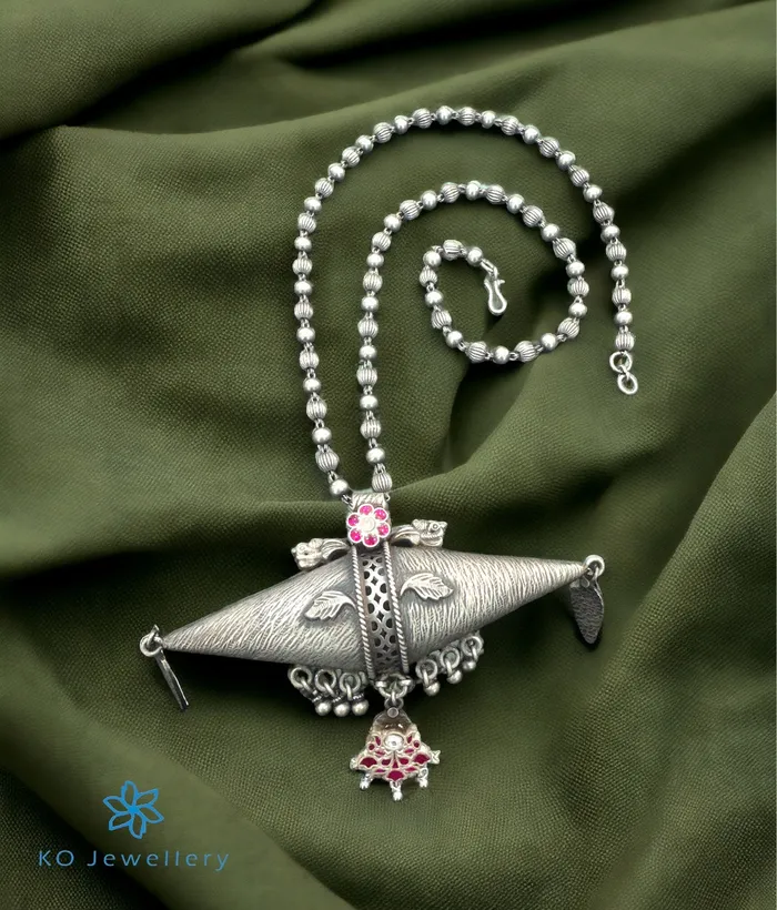 Jaipur Necklaces The Vishak Silver Antique Taweez Necklace