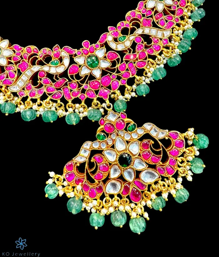 Kundan Necklaces The Dhanyasri Silver KundanJadau Necklace