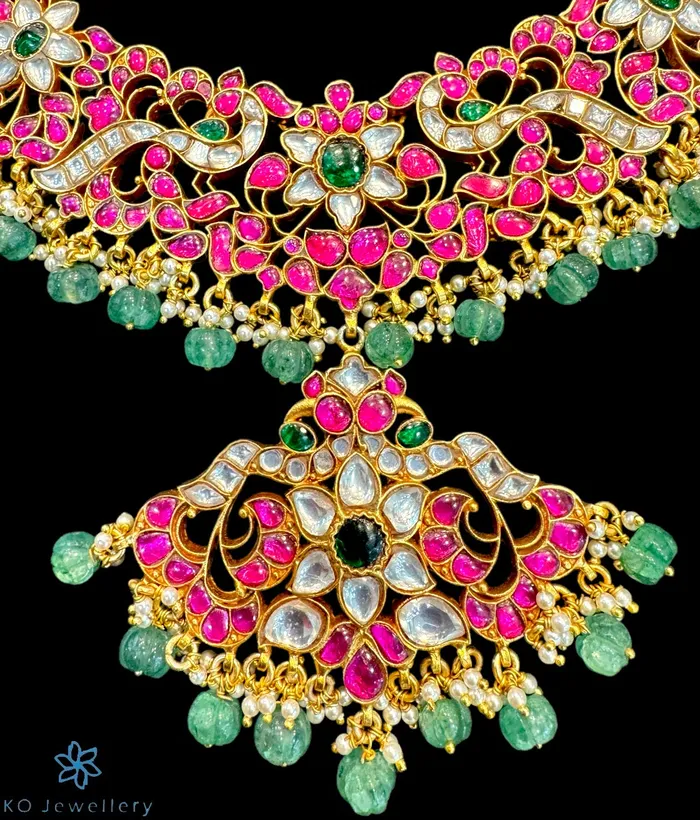 Kundan Necklaces The Dhanyasri Silver KundanJadau Necklace