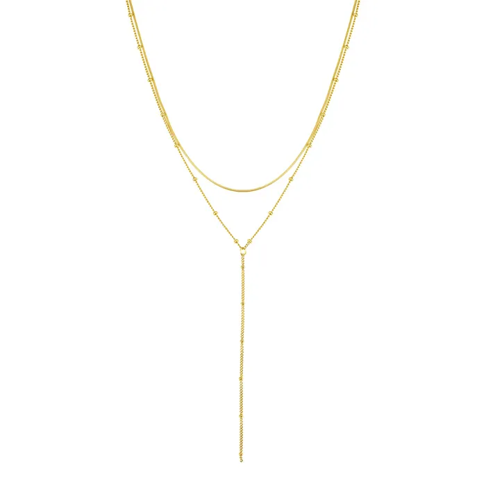 Layered Snake and Satellite Chain Y Necklace Hey Happiness Necklaces