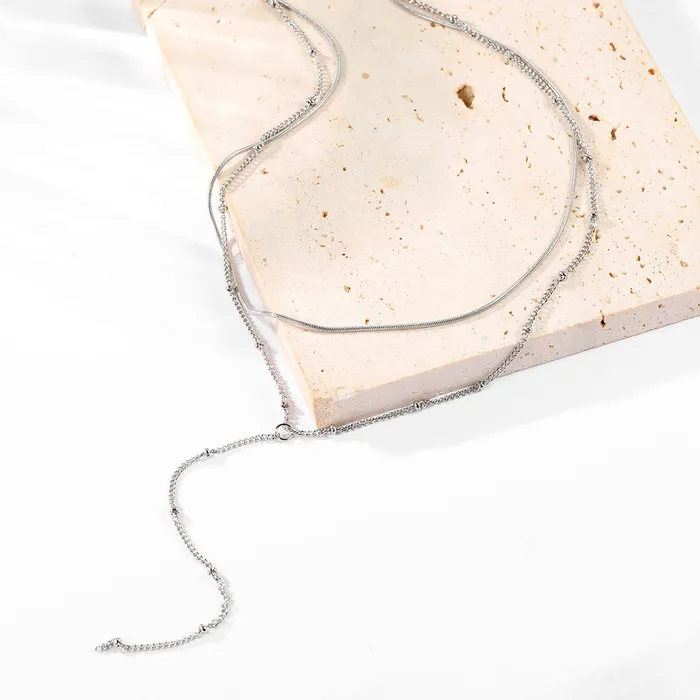 Layered Snake and Satellite Chain Y Necklace Hey Happiness Necklaces Layered Snake and Satellite Chain Y Necklace Hey Happiness Necklaces