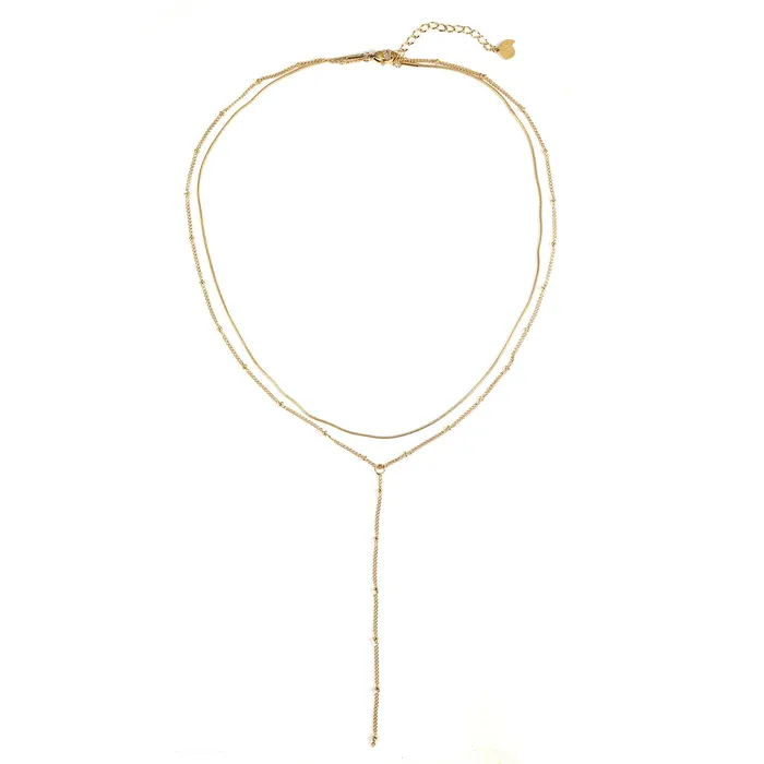 Layered Snake and Satellite Chain Y Necklace Hey Happiness Necklaces Layered Snake and Satellite Chain Y Necklace Hey Happiness Necklaces