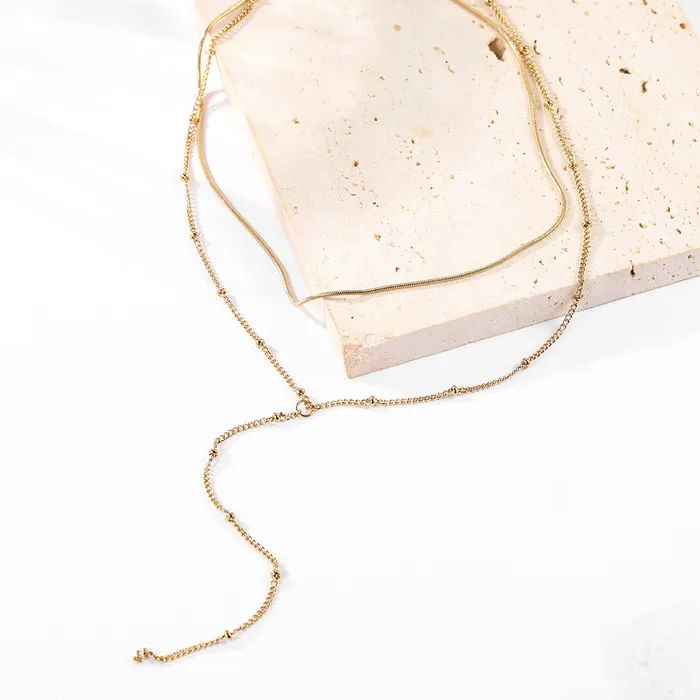 Layered Snake and Satellite Chain Y Necklace Hey Happiness Necklaces Layered Snake and Satellite Chain Y Necklace Hey Happiness Necklaces