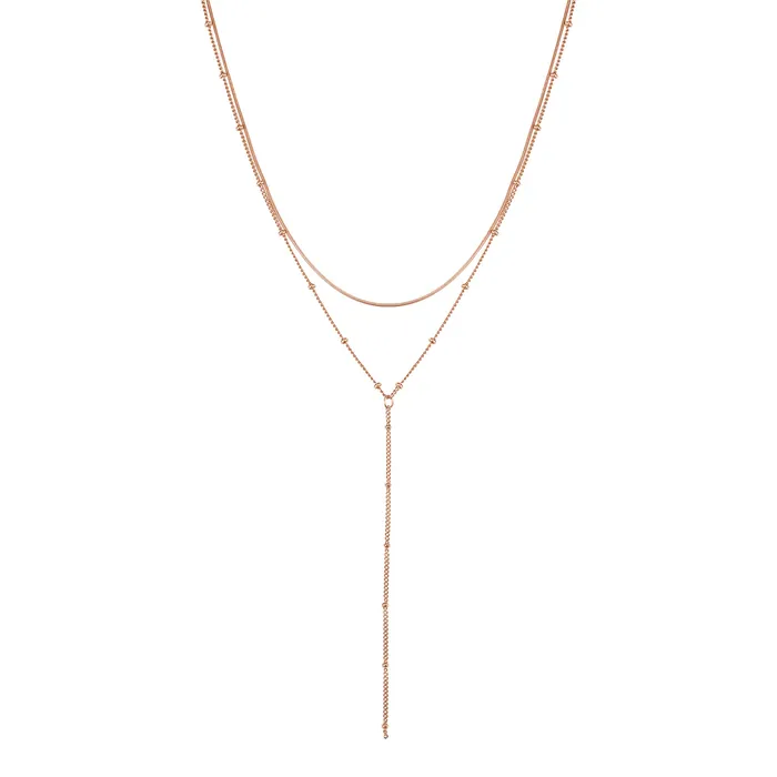Layered Snake and Satellite Chain Y Necklace Hey Happiness Necklaces Layered Snake and Satellite Chain Y Necklace Hey Happiness Necklaces
