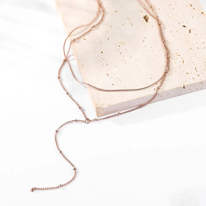 Layered Snake and Satellite Chain Y Necklace Hey Happiness Necklaces Layered Snake and Satellite Chain Y Necklace Hey Happiness Necklaces