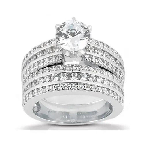 Natural Earth Mined Diamond Anniversary Ring Engagement Set 3 Carats White Gold 14K GB Rings Natural Earth Mined Diamond Anniversary Ring Engagement Set 3 Carats White Gold 14K GB Rings