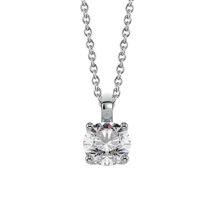 Necklaces GB Round Natural Earth Mined Diamond G Vs1 Pendant Necklace Prong Set 150 Carat WG 14K