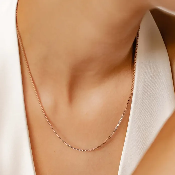 Necklaces Hey Happiness Box Chain Link Necklace Rose Gold Necklaces Hey Happiness Box Chain Link Necklace Rose Gold