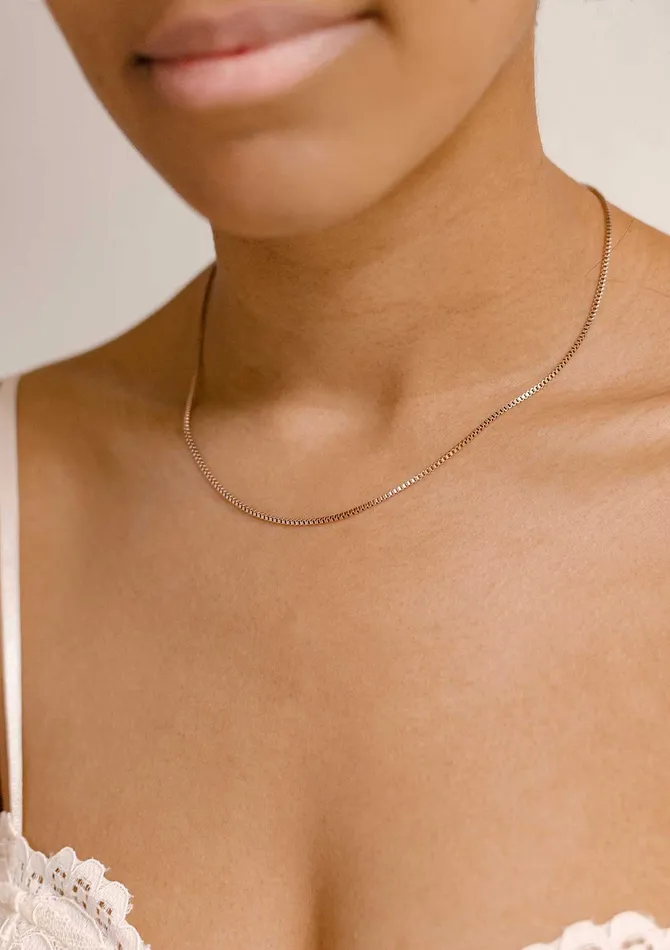 Necklaces Hey Happiness Box Chain Link Necklace Rose Gold Necklaces Hey Happiness Box Chain Link Necklace Rose Gold