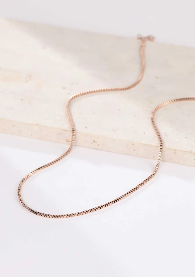 Necklaces Hey Happiness Box Chain Link Necklace Rose Gold Necklaces Hey Happiness Box Chain Link Necklace Rose Gold