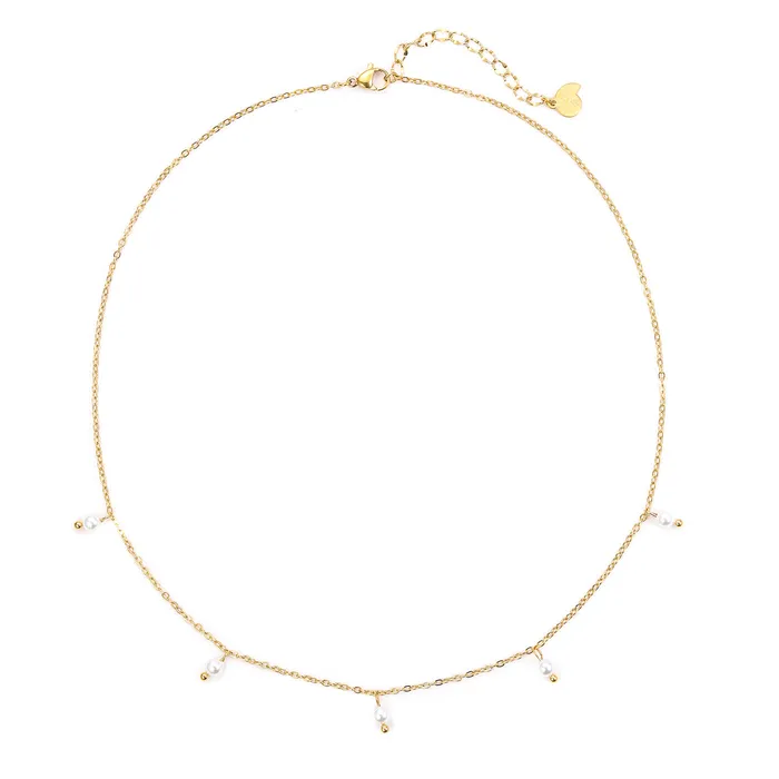 Necklaces Hey Happiness Cinque Pearl Chain Necklace Gold Necklaces Hey Happiness Cinque Pearl Chain Necklace Gold