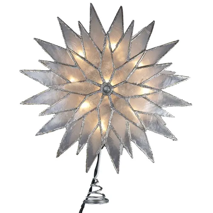Necklaces Kurt Adler Silver Sunburst Capiz Lighted Tree Topper Kurt Adler