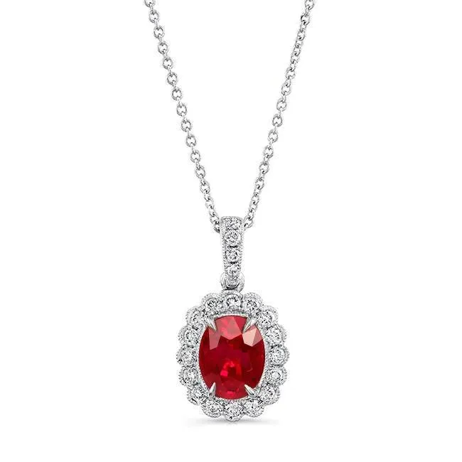 Necklaces Oval Eagle Claws Red Ruby Natural Earth Mined Diamond Ladies Necklace Pendant 330 Ct GB
