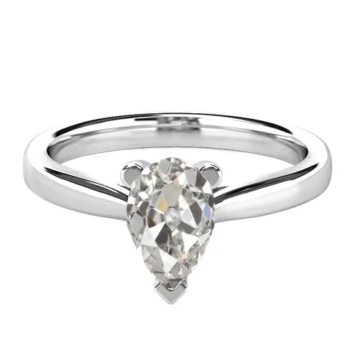Rings 2 Carats Pear Earth Mined Diamond Old Cut Solitaire Ring 14K White Gold HarryChadEntcom Rings 2 Carats Pear Earth Mined Diamond Old Cut Solitaire Ring 14K White Gold HarryChadEntcom