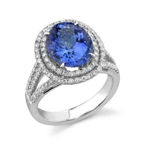 Rings 380 Ct Round Cut Tanzanite With Natural Earth Mined Diamonds Wedding Ring Gold White GB Rings 380 Ct Round Cut Tanzanite With Natural Earth Mined Diamonds Wedding Ring Gold White GB