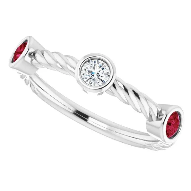 Rings 3 Stone Natural Earth Mined Diamond Ruby Ring 090 Carats Rope Twisted Jewelry New GB Rings 3 Stone Natural Earth Mined Diamond Ruby Ring 090 Carats Rope Twisted Jewelry New GB