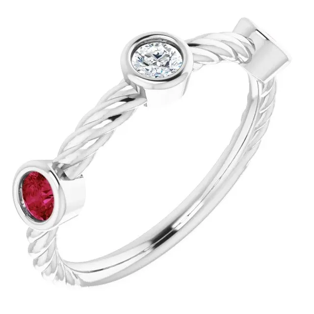 Rings 3 Stone Natural Earth Mined Diamond Ruby Ring 090 Carats Rope Twisted Jewelry New GB Rings 3 Stone Natural Earth Mined Diamond Ruby Ring 090 Carats Rope Twisted Jewelry New GB