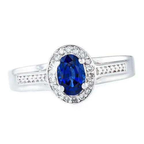 Rings GB 180 Carat Sri Lankan Sapphire And Round Natural Earth Mined Diamonds Ring 14K White Gold Rings GB 180 Carat Sri Lankan Sapphire And Round Natural Earth Mined Diamonds Ring 14K White Gold