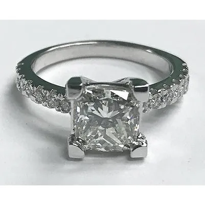 Rings GB 350 Carats Princess Cut Natural Earth Mined Diamond Ring With Accents White Gold 14K Rings GB 350 Carats Princess Cut Natural Earth Mined Diamond Ring With Accents White Gold 14K