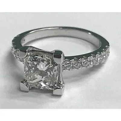 Rings GB 350 Carats Princess Cut Natural Earth Mined Diamond Ring With Accents White Gold 14K