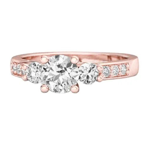Rings GB 3 Stone Style 280 Carats Natural Earth Mined Diamonds Wedding Ring Rose Gold 14K Rings GB 3 Stone Style 280 Carats Natural Earth Mined Diamonds Wedding Ring Rose Gold 14K