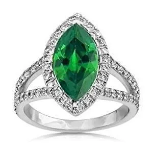 Rings GB Gemstone Ring 14K Marquise Green Emerald Round Natural Earth Mined Diamonds 335 Ct Rings GB Gemstone Ring 14K Marquise Green Emerald Round Natural Earth Mined Diamonds 335 Ct