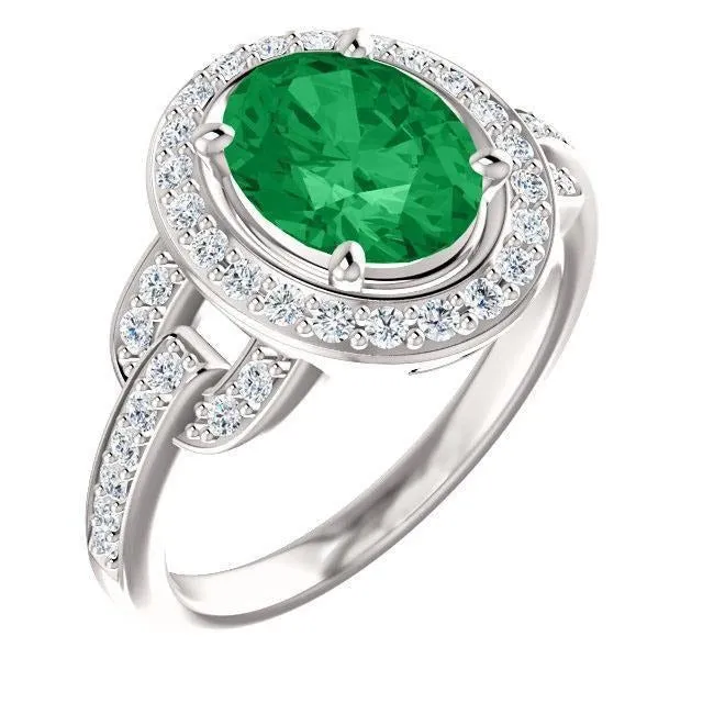 Rings GB Green Emerald And Natural Earth Mined Diamonds 485 Carats Engagement Ring White Gold 14K Rings GB Green Emerald And Natural Earth Mined Diamonds 485 Carats Engagement Ring White Gold 14K