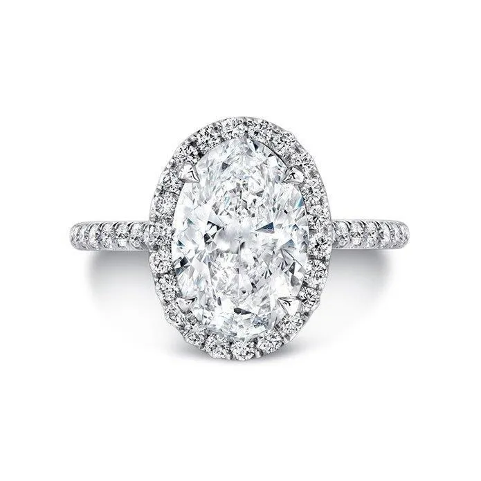 Rings GB Oval Cut 501 Carats Halo Natural Earth Mined Diamonds Engagement Ring 14K White Gold Rings GB Oval Cut 501 Carats Halo Natural Earth Mined Diamonds Engagement Ring 14K White Gold