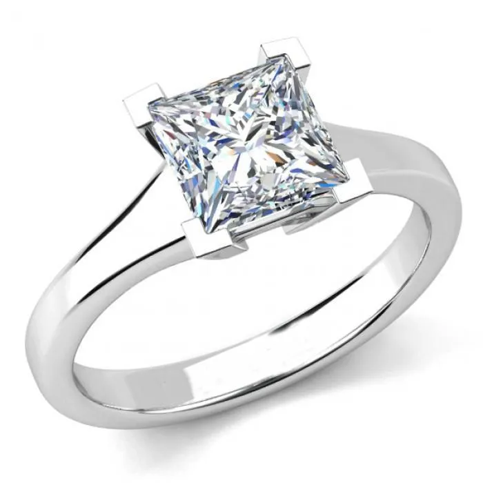 Rings GB Princess Cut 1 Carat Real Natural Earth Mined Diamond Engagement Ring 14K White Gold Rings GB Princess Cut 1 Carat Real Natural Earth Mined Diamond Engagement Ring 14K White Gold