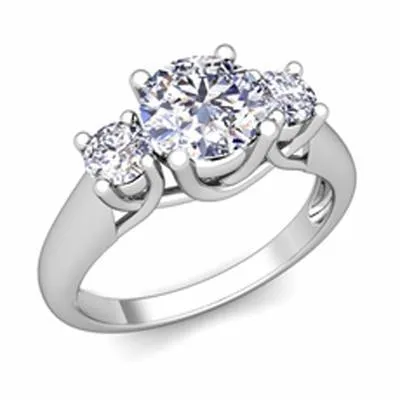 Rings GB Three Stone 175 Carats Natural Earth Mined Diamonds Wedding Ring White Gold 14K New Rings GB Three Stone 175 Carats Natural Earth Mined Diamonds Wedding Ring White Gold 14K New